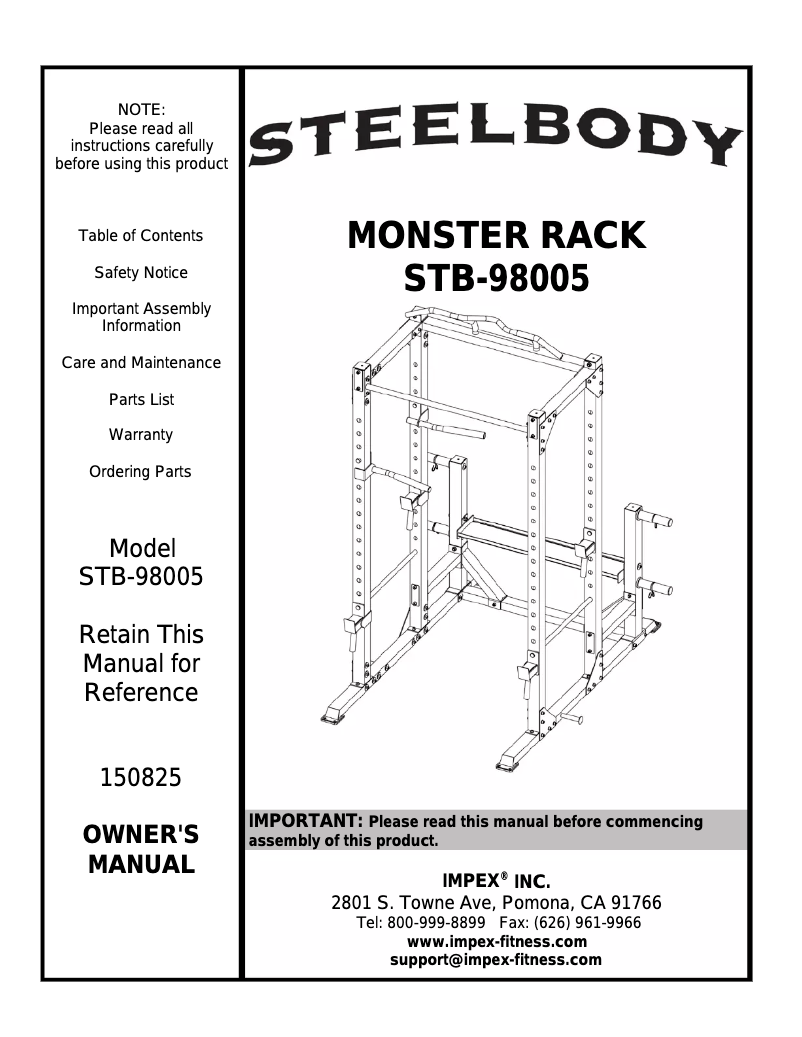 Image de la première page du manuel de l'appareil STB-98005