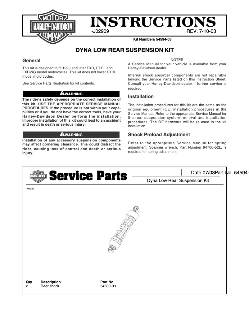 Image de la première page du manuel de l'appareil J02909 (2003)
