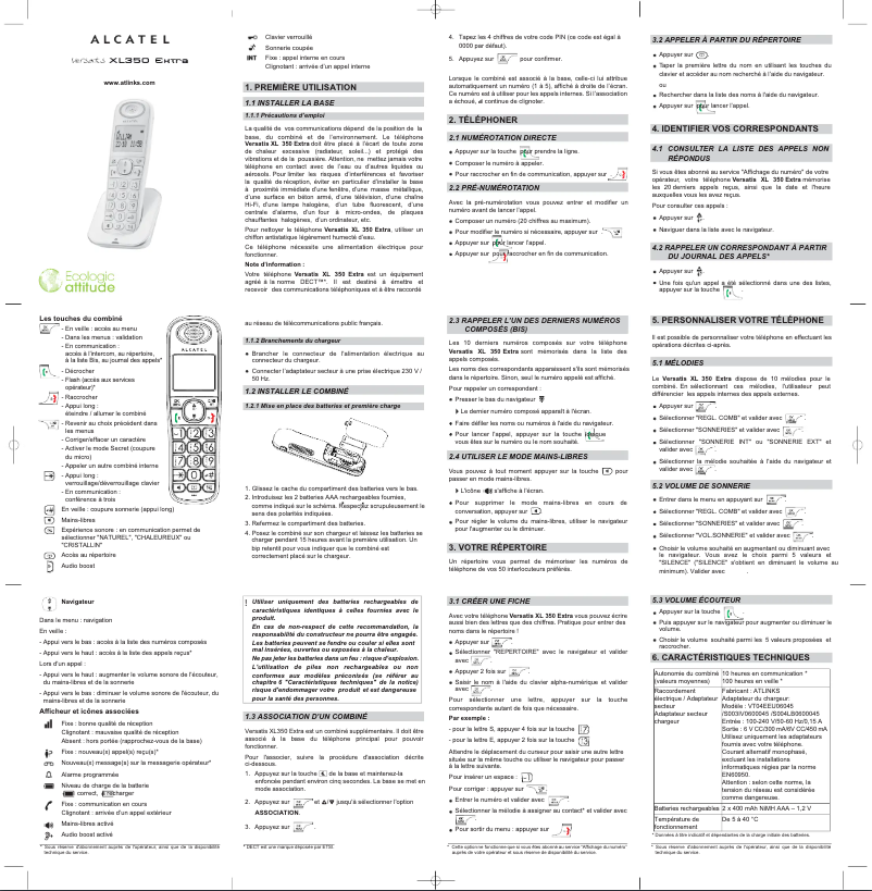 Página 1 del manual Manual de usuario Alcatel Versatis XL350 Extra