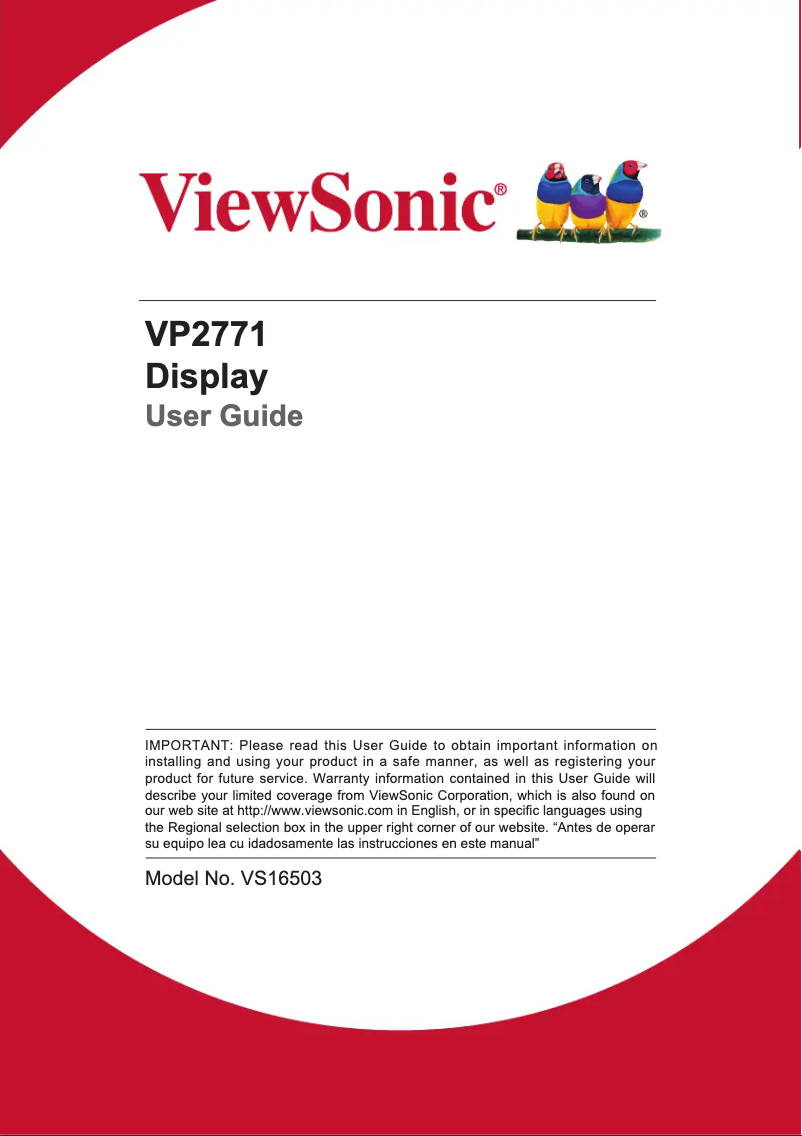 Página 1 del manual Manual de usuario Viewsonic VP2771