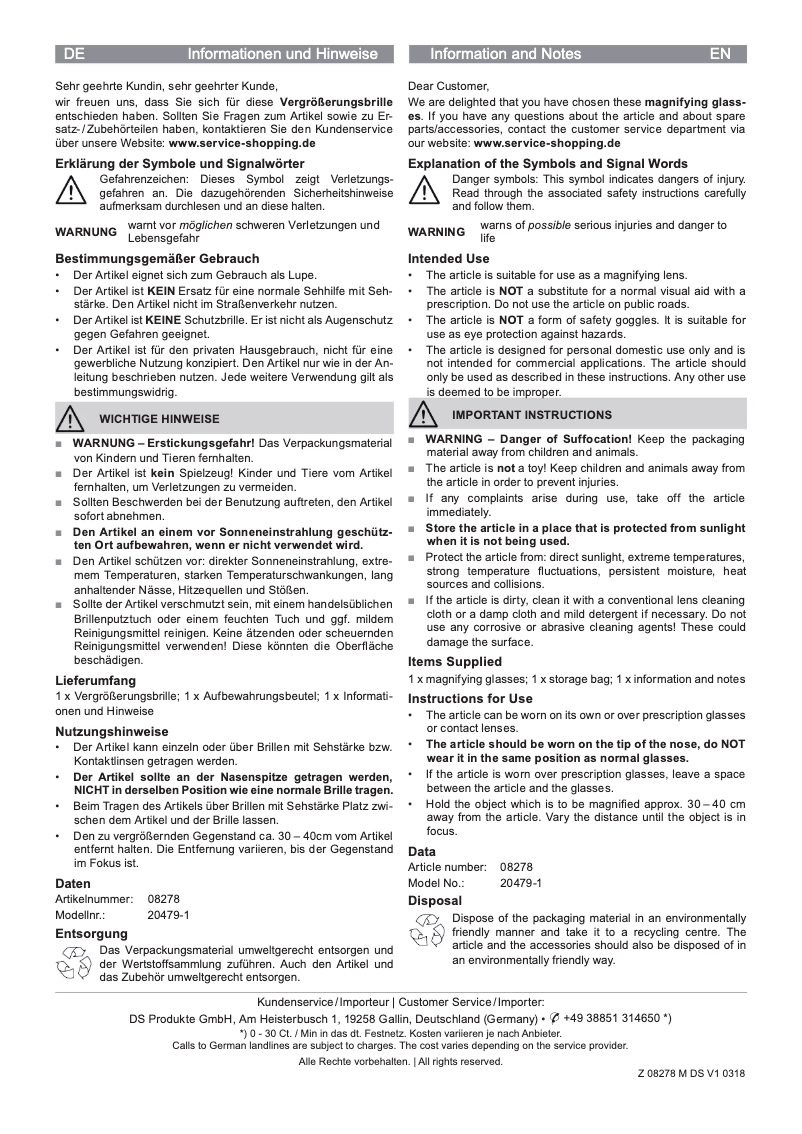 Page 1 de la notice Manuel utilisateur EasyMaxx 08278