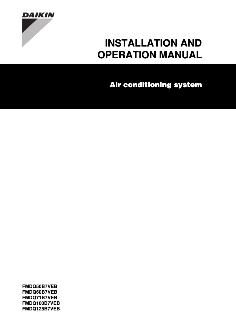Page 1 de la notice Manuel utilisateur Daikin FMDQ50B7VEB