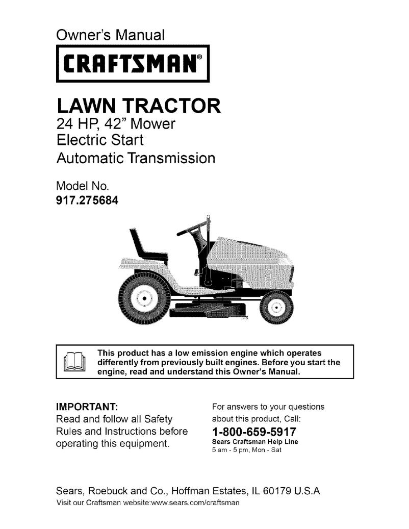 Page 1 de la notice Manuel utilisateur Craftsman 917.275684