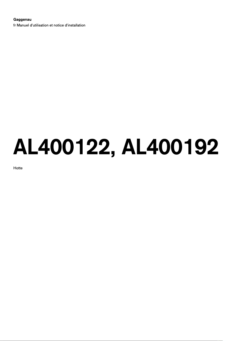 Image de la première page du manuel de l'appareil AL400122