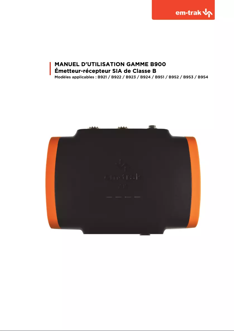 Page 1 de la notice Manuel utilisateur Em-Trak B900