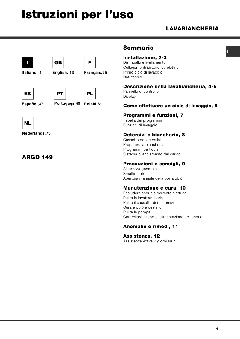 Image de la première page du manuel de l'appareil Maxi ARGD 149 K(EU).R