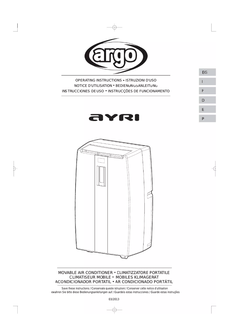 Page n°1 - Manuel utilisateur Argoclima Ayri