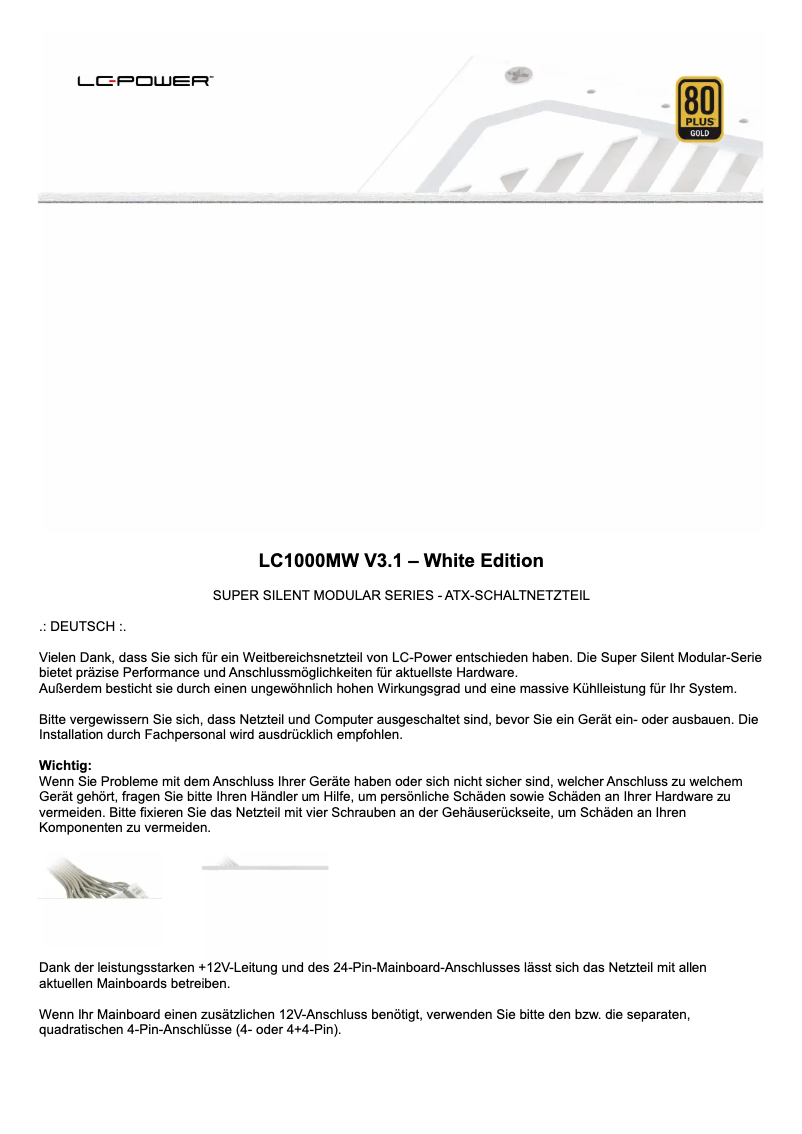 Page 1 de la notice Manuel utilisateur LC-Power LC1000MW V3.1