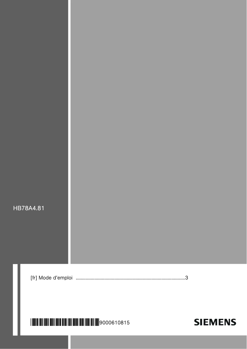 Image de la première page du manuel de l'appareil HB78A4581