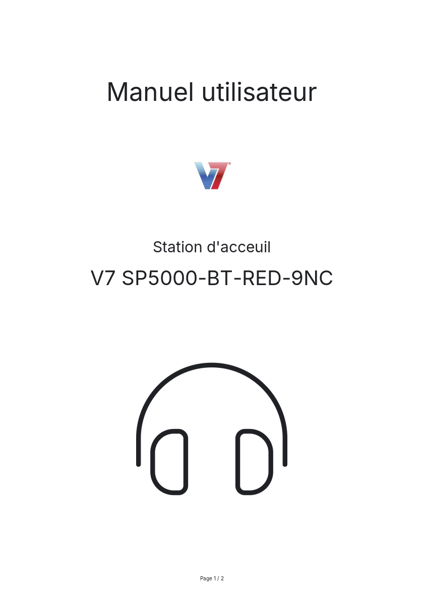 Page n°1 - Manuel utilisateur V7 SP5000-BT-RED-9NC