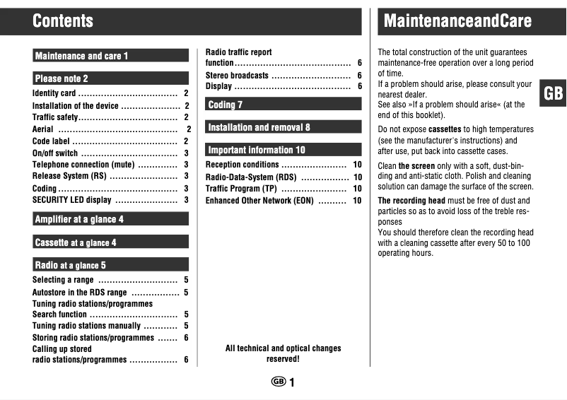 Page 1 de la notice Manuel utilisateur Grundig WKC 1704 RDS
