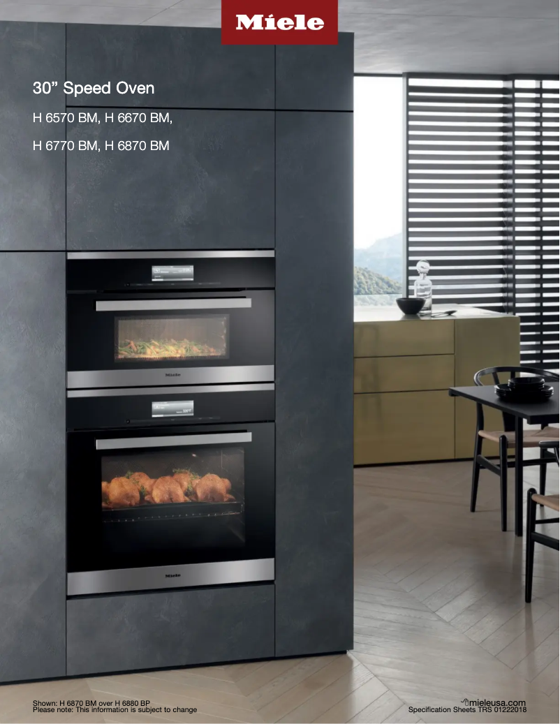 Page 1 de la notice Fiche technique Miele H 6870 BM