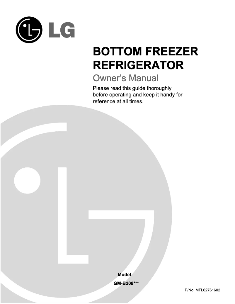 Page 1 de la notice Manuel utilisateur LG GM-B208BVS