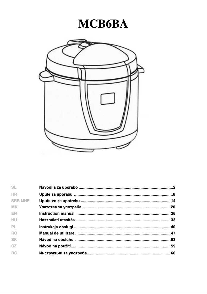Image de la première page du manuel de l'appareil MCB6BA EU