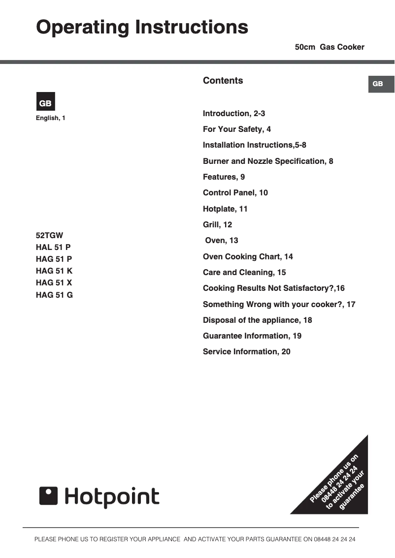 Página 1 del manual Manual de usuario Hotpoint HAG51K