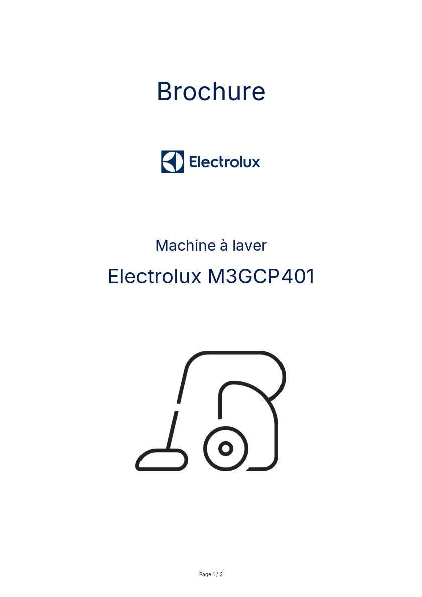 Page n°1 - Brochure Electrolux M3GCP401