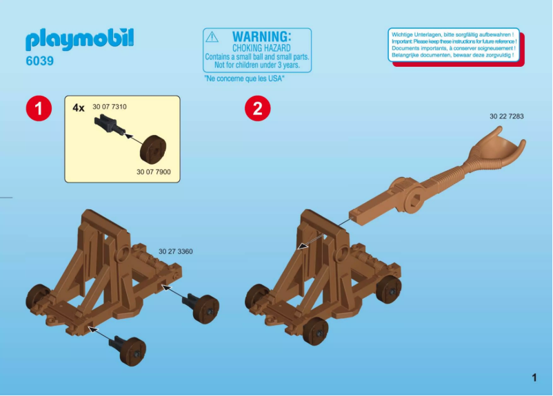 Page 1 de la notice Manuel utilisateur Playmobil Knights Royal Lion Knights` Catapult