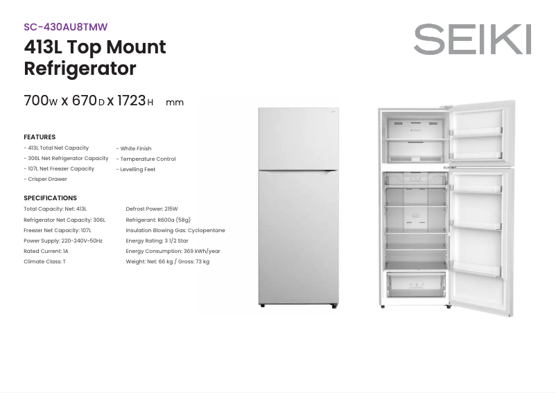 Image de la première page du manuel de l'appareil SC-430AU8TMW