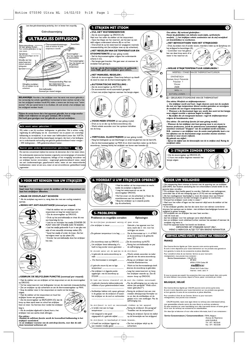 Página 1 del manual Manual de usuario Tefal 1688 Ultragliss Diffusion