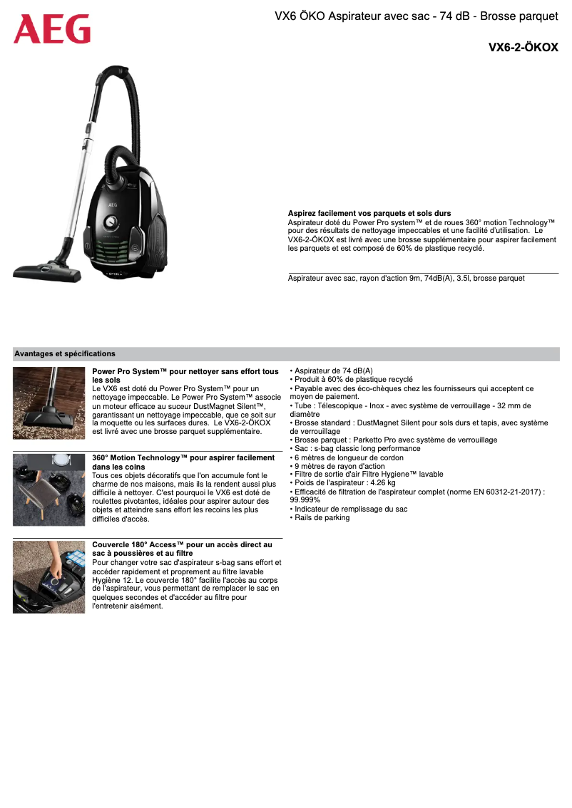 Page n°1 - Manuel utilisateur AEG VX6-2-ÖKOX