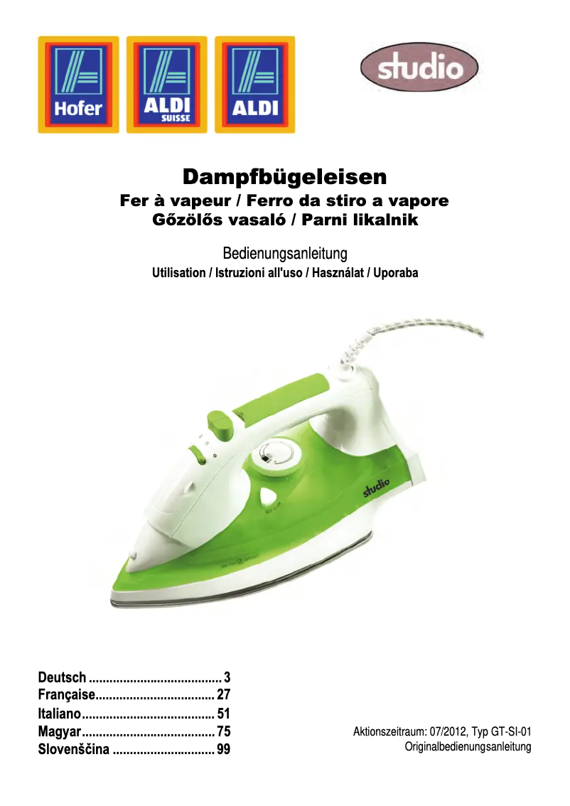 Page 1 de la notice Manuel utilisateur Studio GT-SI-01-CH