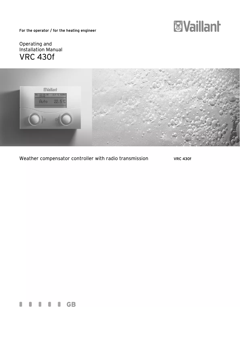 Page n°1 - Manuel utilisateur Vaillant VRC 430f