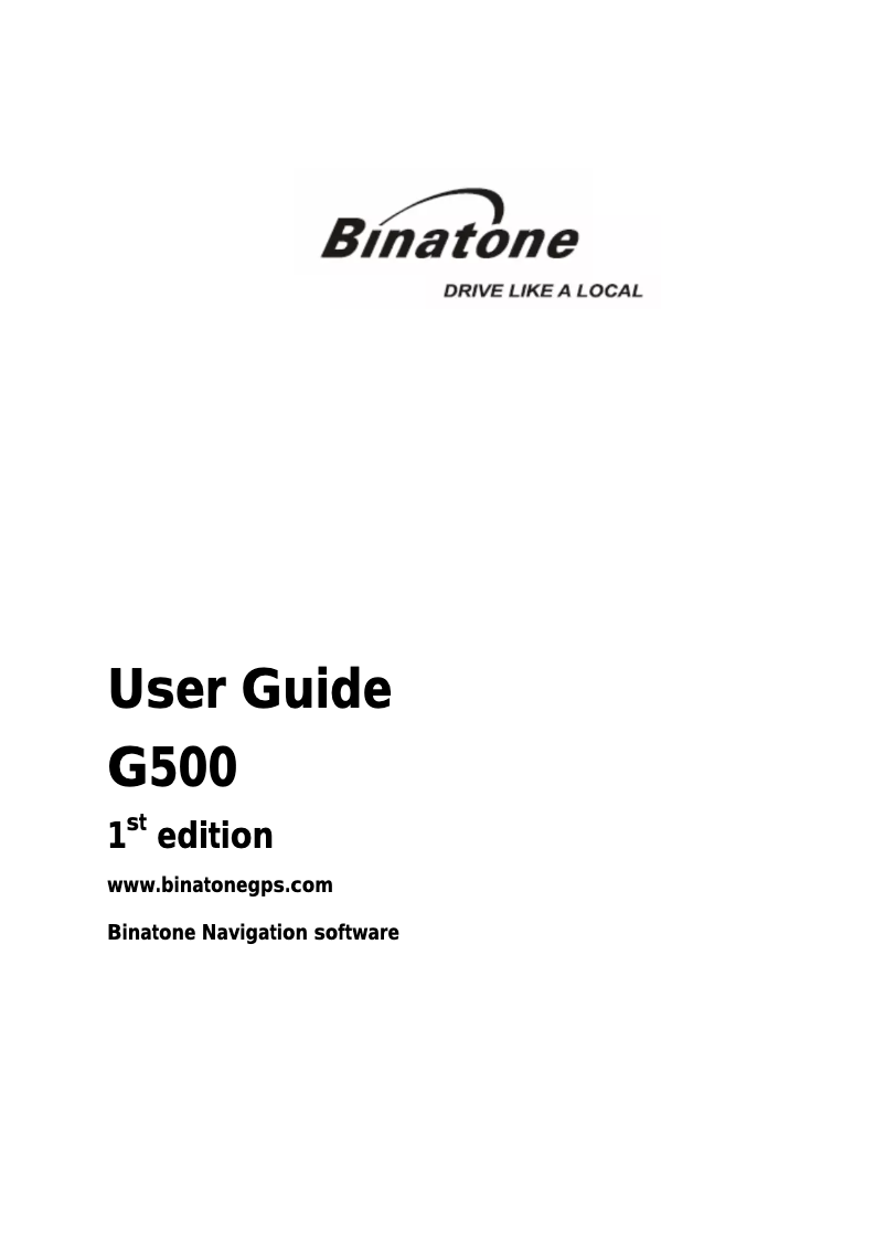 Page 1 de la notice Manuel utilisateur Binatone G500 Sat Nav