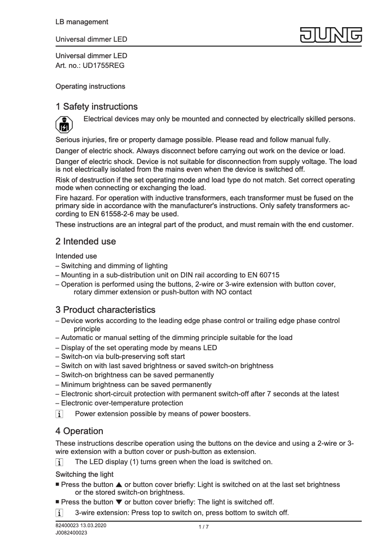 Image de la première page du manuel de l'appareil UD1755REG