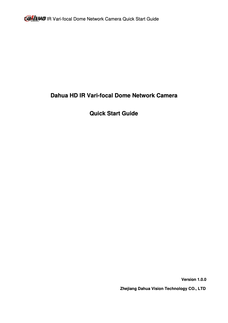 Page n°1 - Manuel utilisateur Dahua Technology IPC-HDBW2221R-ZS