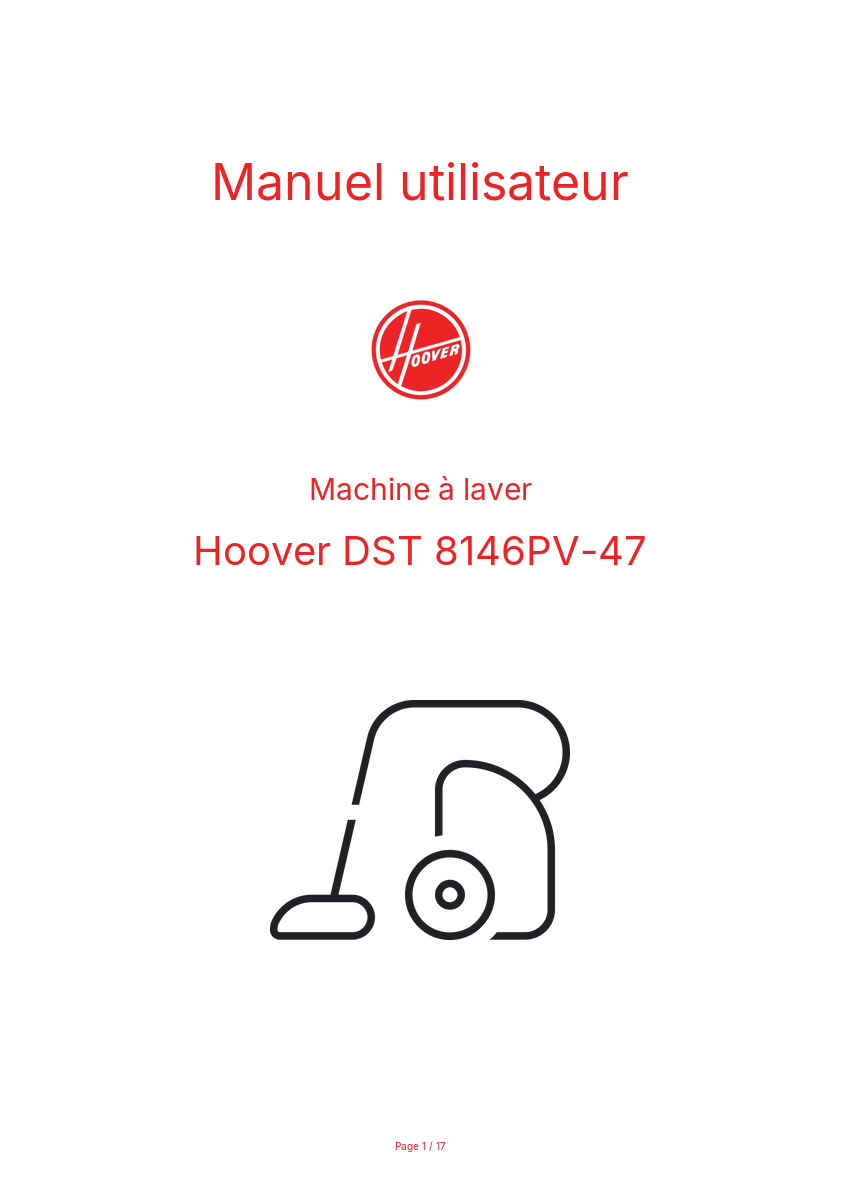 Page n°1 - Manuel utilisateur Hoover DST 8146PV-47