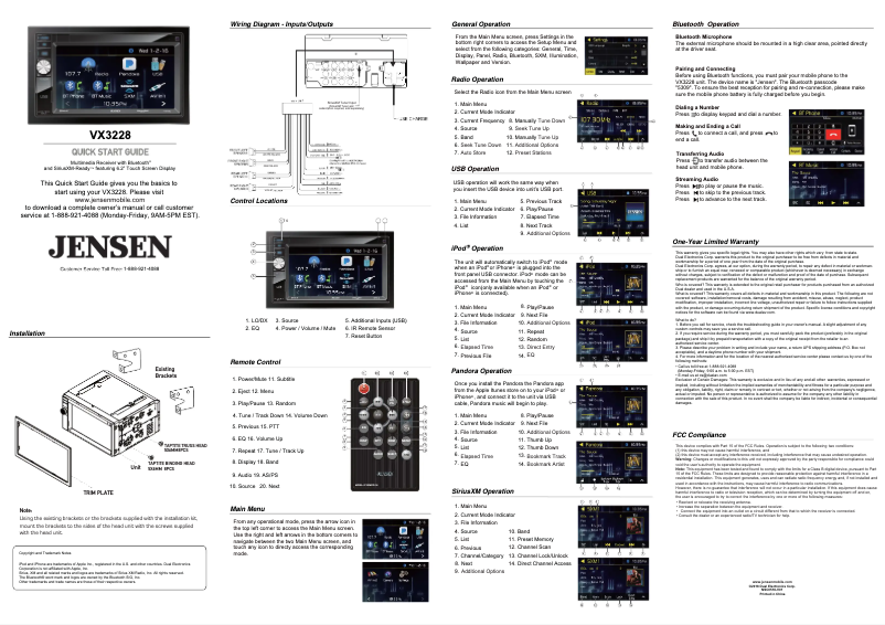 Page n°1 - Guide de démarrage rapide Jensen VX3228