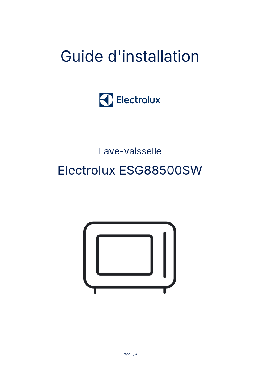 Image de la première page du manuel de l'appareil ESG88500SW