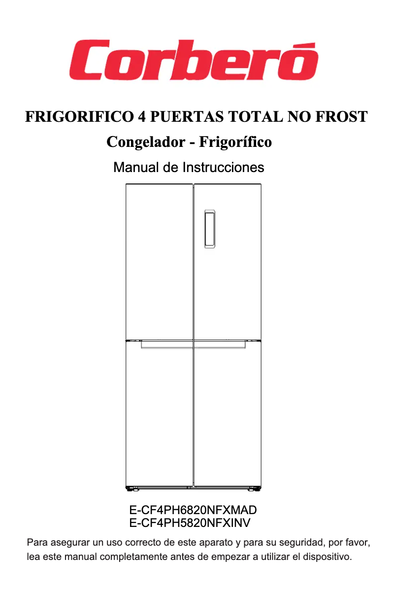 Page 1 de la notice Manuel utilisateur Corbero E-CF4PH5820NFXINV