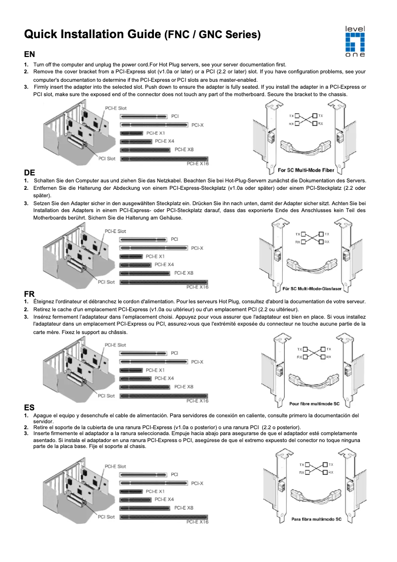 Page n°1 - Fiche technique LevelOne GNC-0113