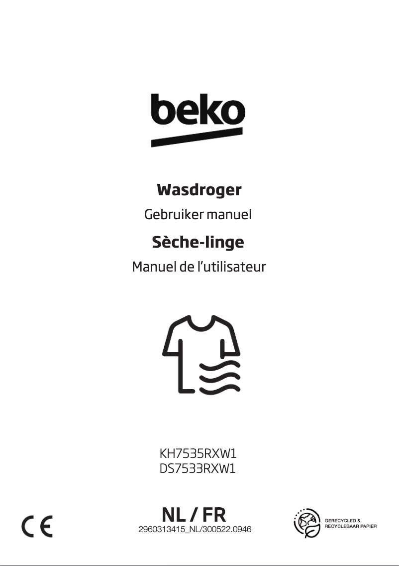 Page 1 de la notice Manuel utilisateur Beko DS7533RXW1