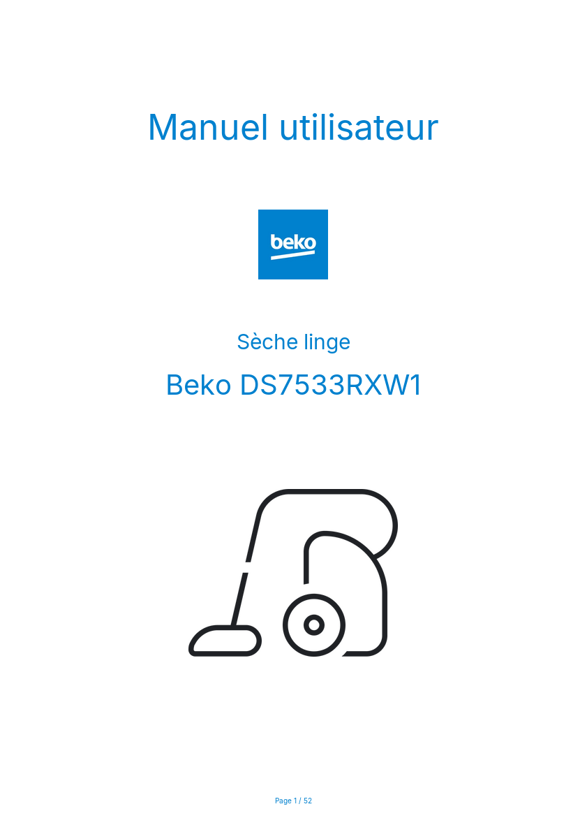 Page n°1 - Manuel utilisateur Beko DS7533RXW1