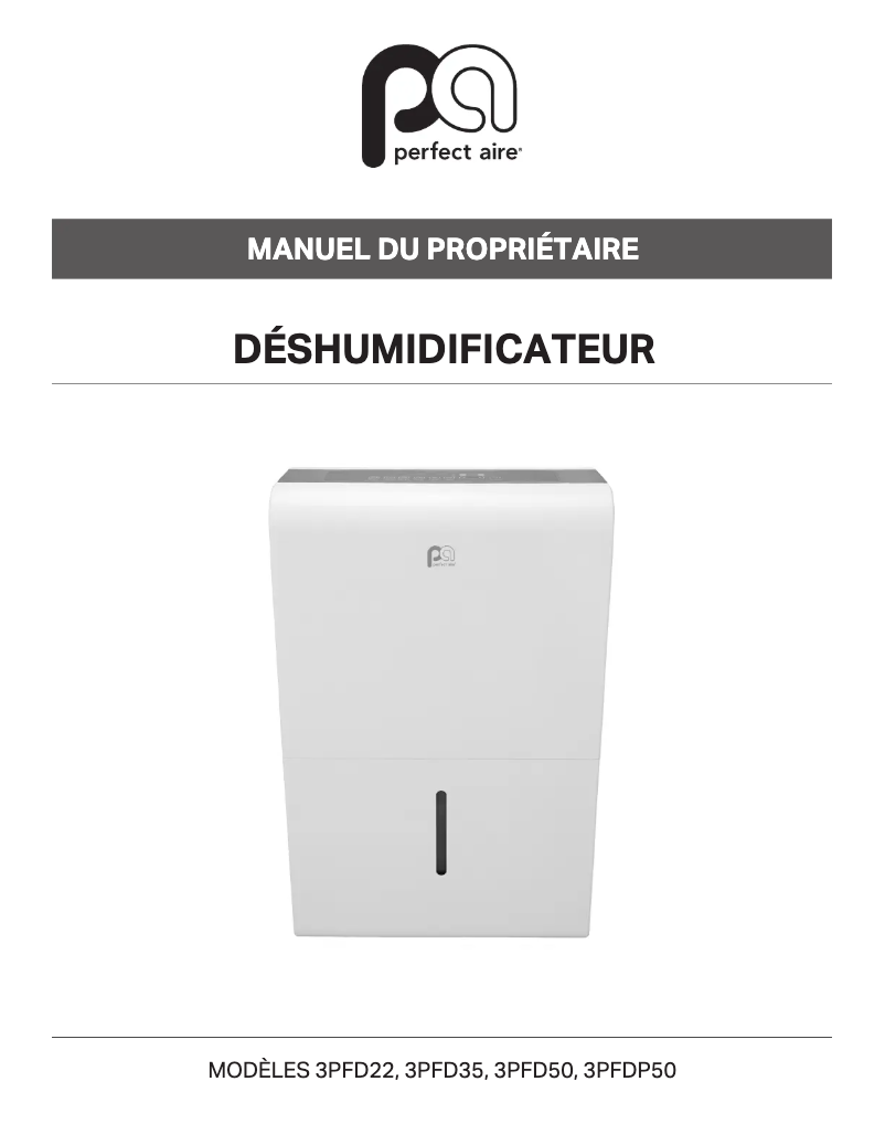 Page 1 de la notice Manuel utilisateur Perfect Aire 3PFD22