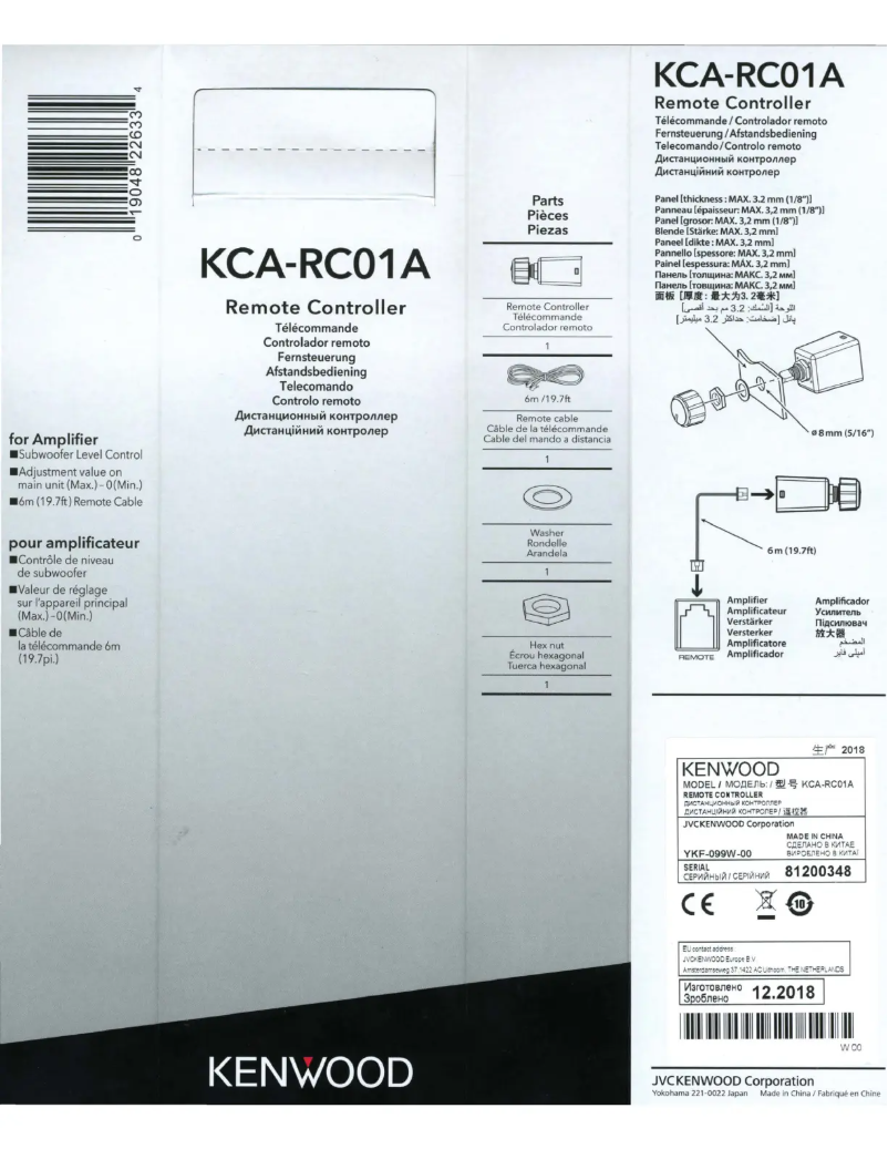 Page n°1 - Manuel utilisateur Kenwood KCA-RC01A