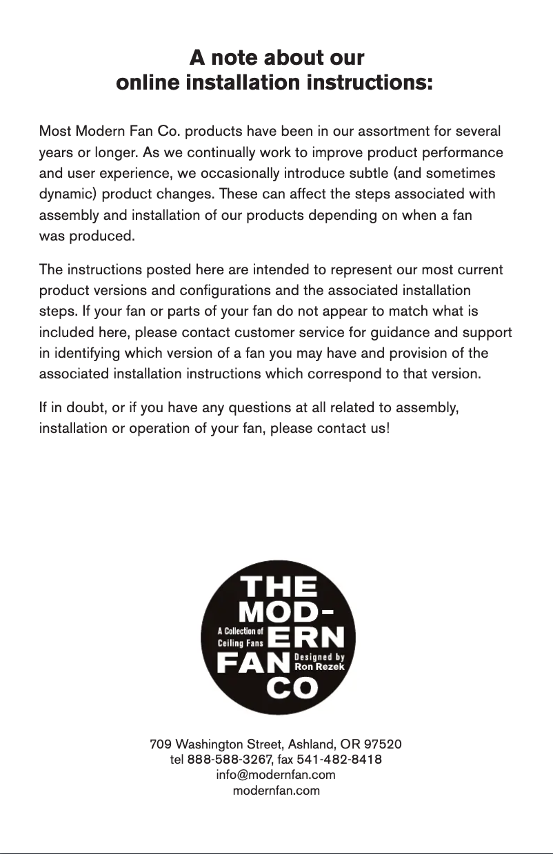Page n°1 - Manuel utilisateur Modern Fan Co. IC3-BN