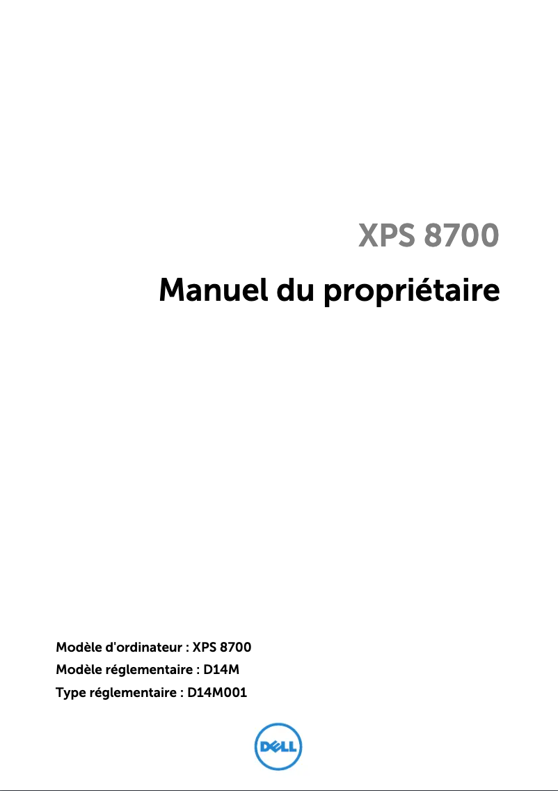 Page 1 de la notice Manuel utilisateur Dell XPS 8700