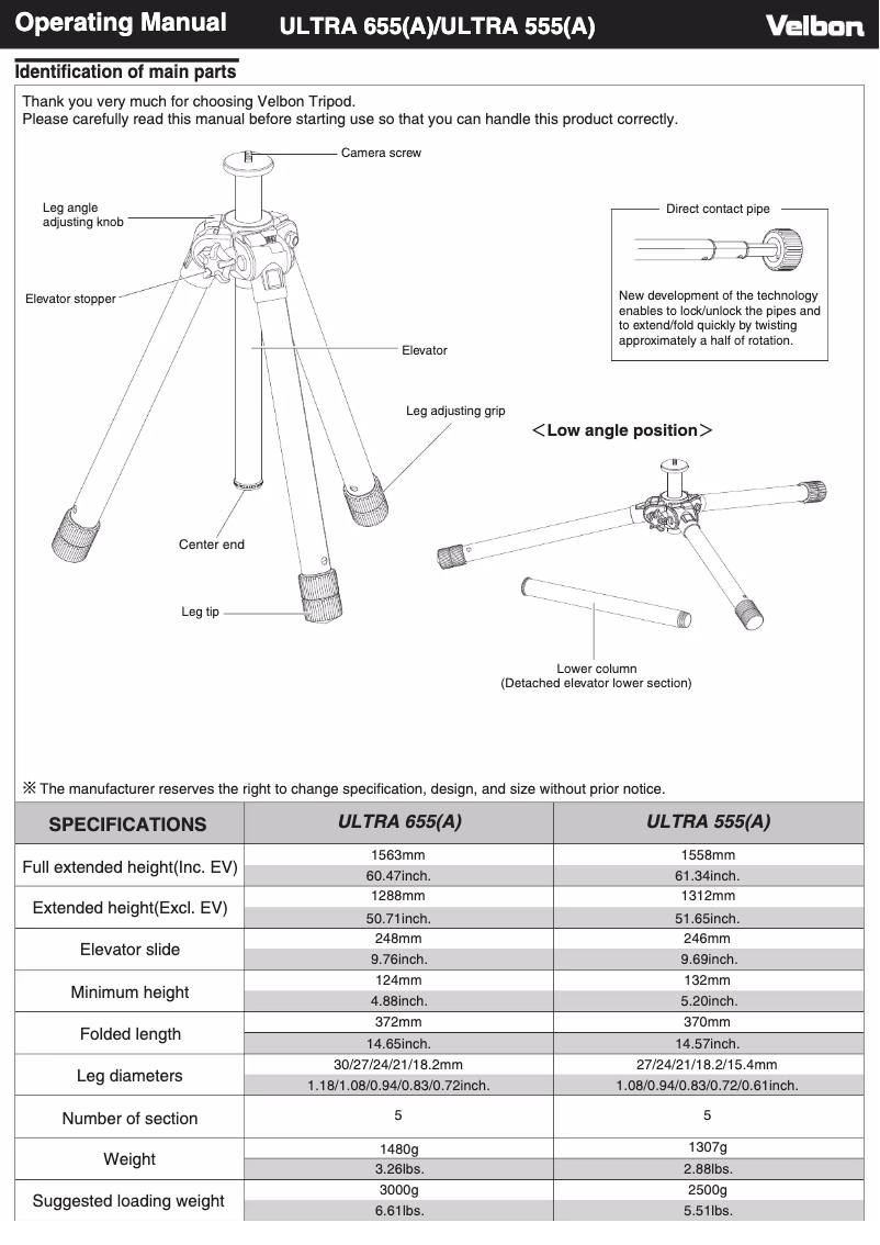 Image de la première page du manuel de l'appareil Ultra 655