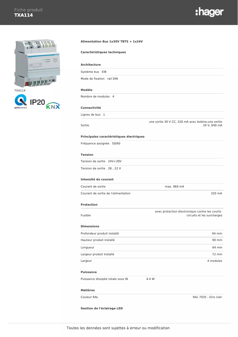 Image de la première page du manuel de l'appareil TXA114