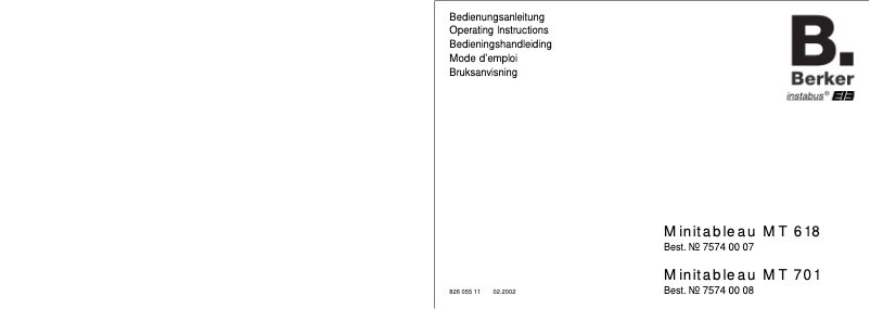 Page 1 de la notice Manuel utilisateur Berker 75740008