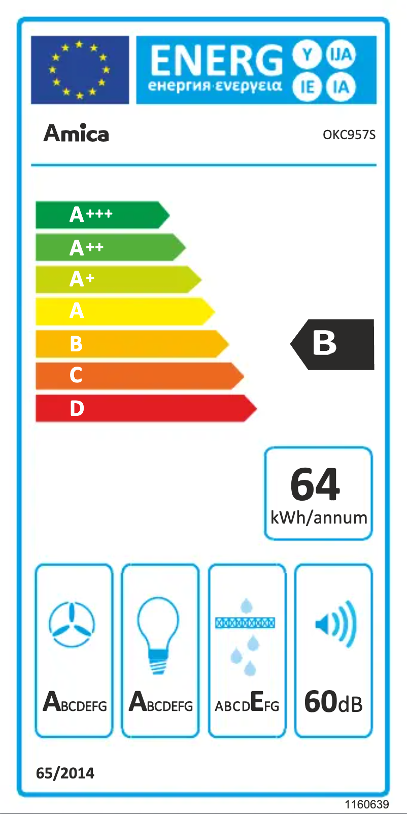 Page 1 de la notice Label énergétique Amica OKC 957 S