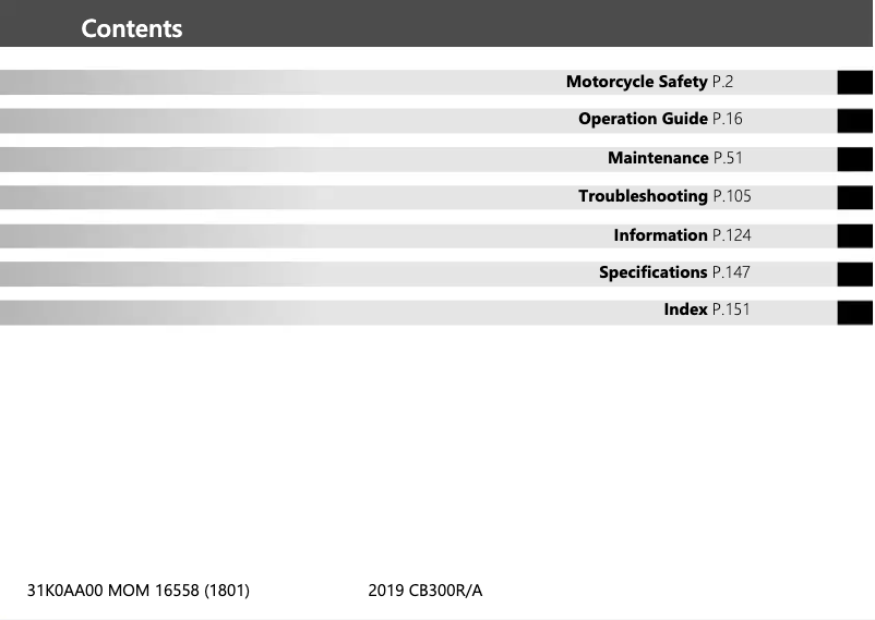 Página 1 del manual Manual de usuario Honda CB300R (2019)