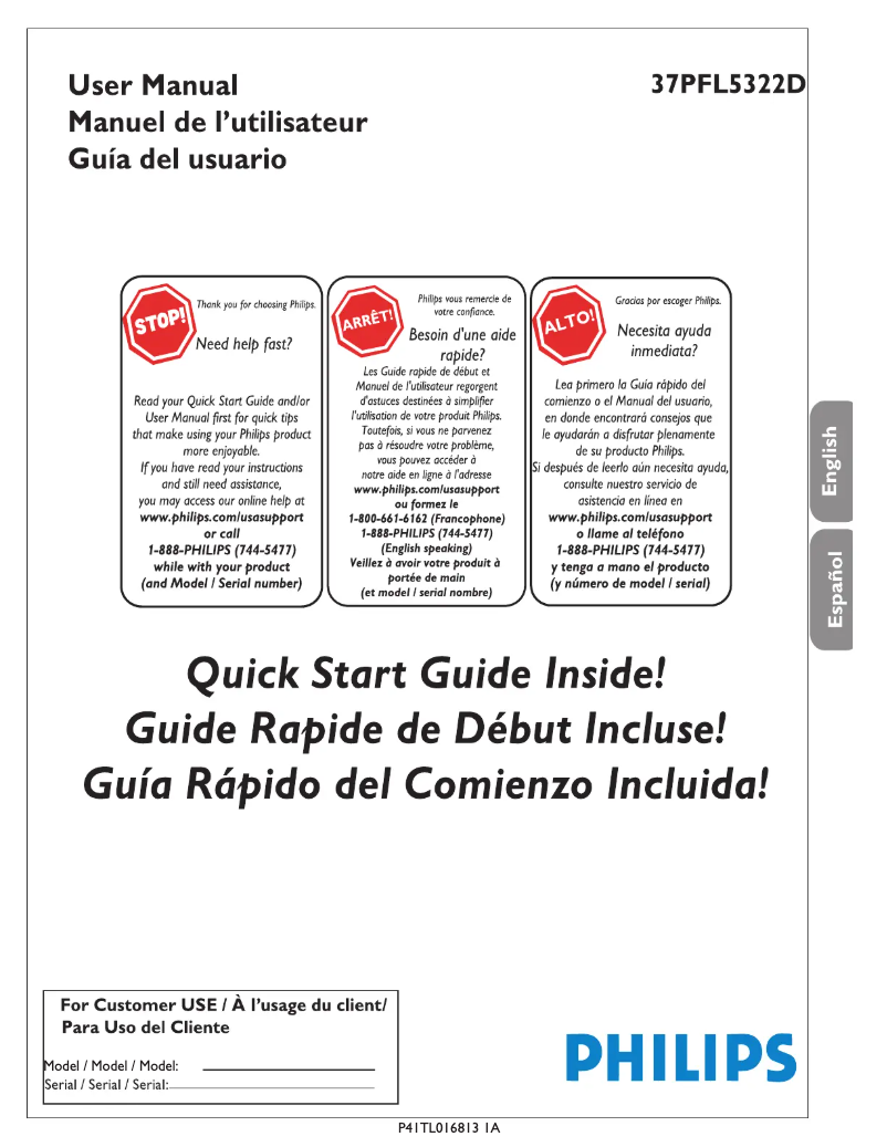 Page 1 de la notice Manuel utilisateur Philips 37PFL5322D