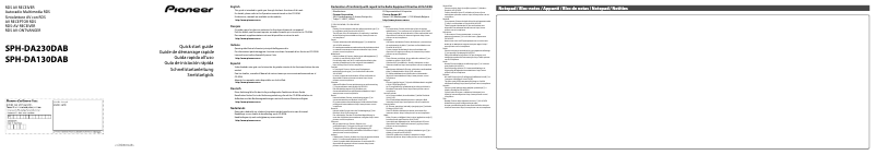 Page n°1 - Guide de démarrage rapide Pioneer SPH-DA230DAB