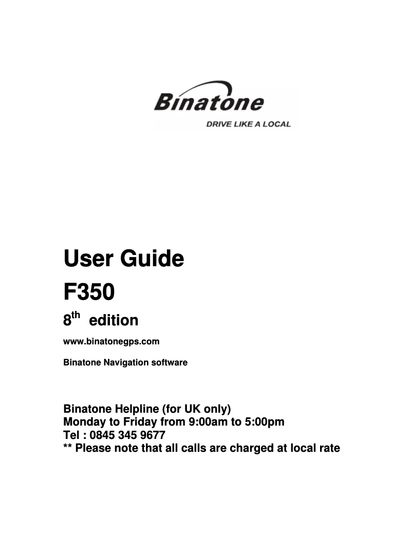 Page 1 de la notice Manuel utilisateur Binatone F350