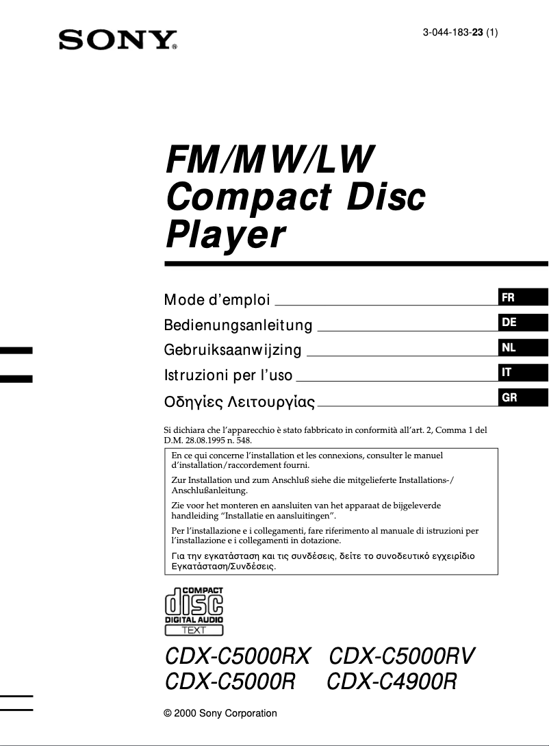Image de la première page du manuel de l'appareil CDX-C4900R