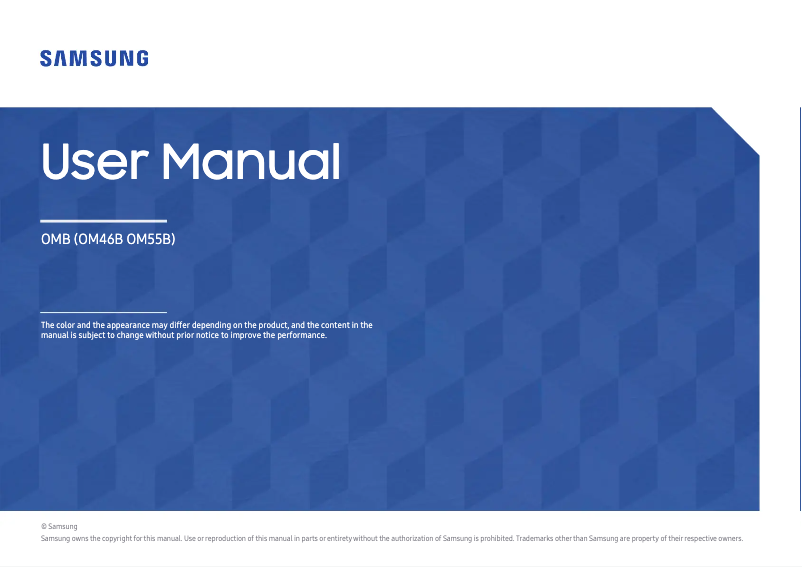 Page 1 de la notice Manuel utilisateur Samsung OM46B